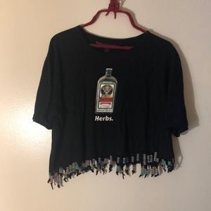 Cropped, beaded t-shirt